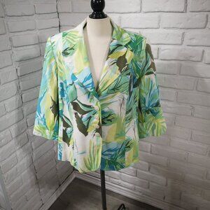 Laura Plus Petites Ladies Size 16WP Multi Colored Lined Linen Blend Blazer